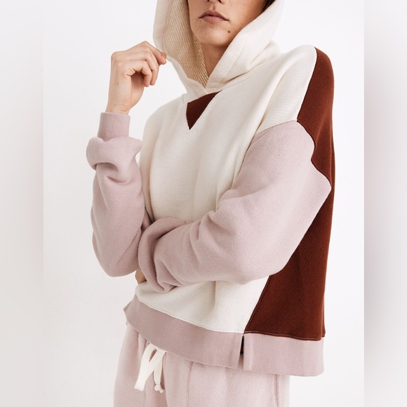 MADEWELL MWL Airyterry Hoodie Sweatshirt and Shorts Set in Colorblock - Picture 7 of 9